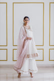 White Anarkali with Sharara - Kavvach 