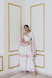 White Anarkali with Sharara - Kavvach 