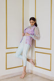 Organza Top with Ice Blue Jacket and Embroidered Jacket - Kavvach 