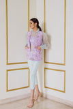 Organza Top with Ice Blue Jacket and Embroidered Jacket - Kavvach 