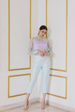 Organza Top with Ice Blue Jacket and Embroidered Jacket - Kavvach 