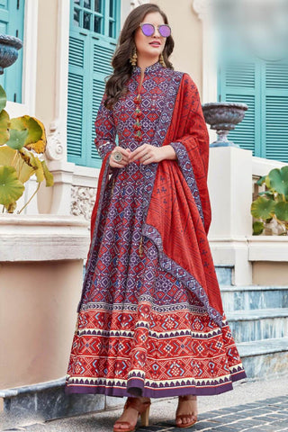Voilet Multi Color Patola Anarkali Suit - Kavvach 