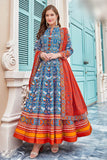 Abtract Blue Anarkali Suit - Kavvach 