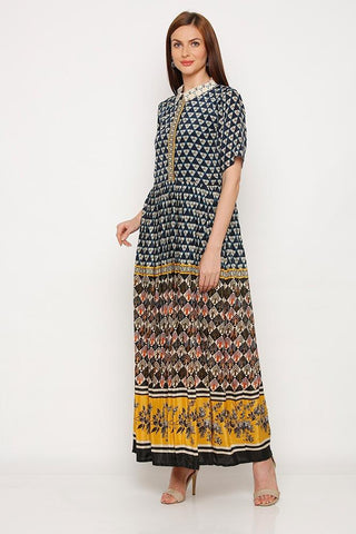 Embroidered Pleated Dress - Kavvach 