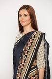 Printed Saree with Embroidered Highlights - Kavvach 