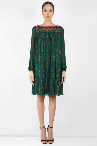 Forest Bohemian Yoke Dress - Kavvach 