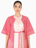 Geometric Wave Stripe Floral Jacket - Kavvach 