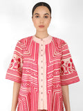 Multi Directional Stripe Floral Jacket - Kavvach 
