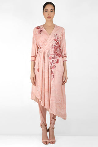 Marble Print Summer Garden Angrakha Tunic - Kavvach 