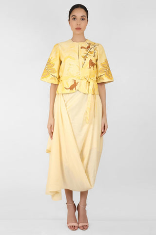 Marble Print Jacket with Drape Tunic - Kavvach 