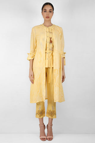 Marble Print Long Jacket with Shirt - Kavvach 