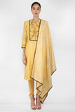 Summer Garden Tunic with Marble Print Dupatta - Kavvach 