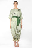 Marble Print Drape Tunic Dress with Belt - Kavvach 