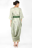 Marble Print Drape Tunic Dress with Belt - Kavvach 