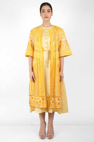 Multi Directional Stripe Floral Jacket - Kavvach 