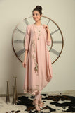 Baby Pink Embroidered Kurta With Pants - Kavvach 