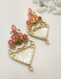 Petal White and Red Earrings by Yuvaan Jewels - Kavvach 