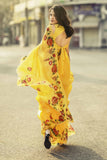 Yellow Hand-painted Saree - Kavvach 