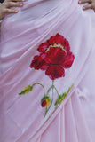 Pink Hand-painted Saree - Kavvach 