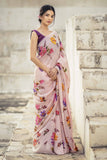 Onion Pink Hand-painted Saree - Kavvach 
