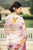 Onion Pink Hand-painted Saree - Kavvach 