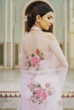 Crystal Pink Hand-painted Saree - Kavvach 