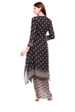 Ikkat Print Top with Dhoti Skirt & Jacket - Kavvach 