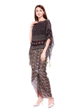 Ikkat Print Drape Skirt with Printed Kaftaan - Kavvach 