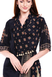 Overlap Printed Jacket with Dhoti Skirt - Kavvach 