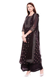 Black Printed Kurta and Palazzo Set - Kavvach 