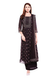 Black Printed Kurta and Palazzo Set - Kavvach 