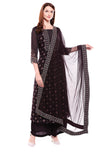 Black Printed Kurta and Palazzo Set - Kavvach 