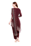 Maroon Printed Asymmetrical Kurta Set - Kavvach 