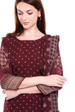Maroon Printed Asymmetrical Kurta Set - Kavvach 