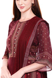 Maroon Printed Kurta Set - Kavvach 