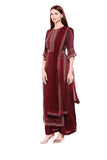 Maroon Printed Kurta Set - Kavvach 