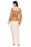 Mustard Yellow Printed Top With Dhoti Skirt - Kavvach 