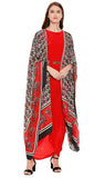 Drape Dress with Printed Cape - Kavvach 