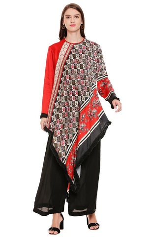 Printed Asymmetrical Top with Palazzo Pants - Kavvach 