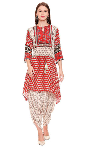 Printed Kurta & Dhoti Pant Set - Kavvach 