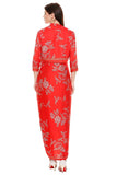 Red Dress with Printed Dhoti Skirt - Kavvach 