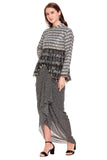 Black Dhoti Drape Skirt with High Low Top - Kavvach 
