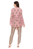 Pink Printed Top and Pants Set - Kavvach 
