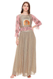 Printed Crop Top with Pleated Skirt - Kavvach 
