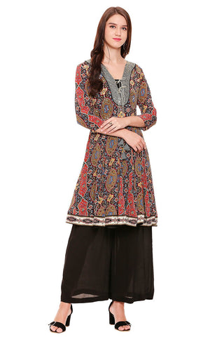 Printed Short Anarkali with Pant - Kavvach 