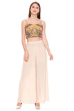 Mustard Yellow Printed Crop Top With Cape & Pants - Kavvach 