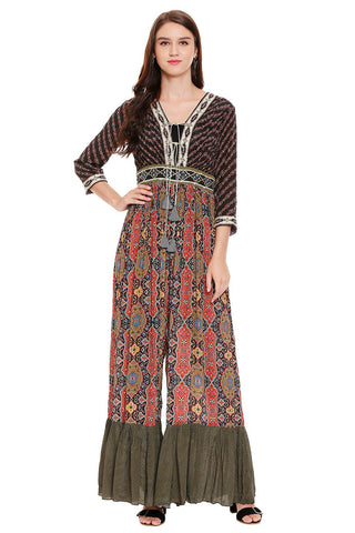 Black Printed Jumpsuit - Kavvach 
