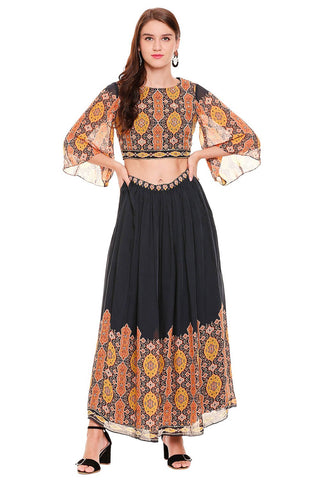 Printed Top and Skirt - Kavvach 
