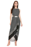 Sleeveless Drape Dress with Cape - Kavvach 