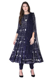 Navy layered anarkali set - Kavvach 